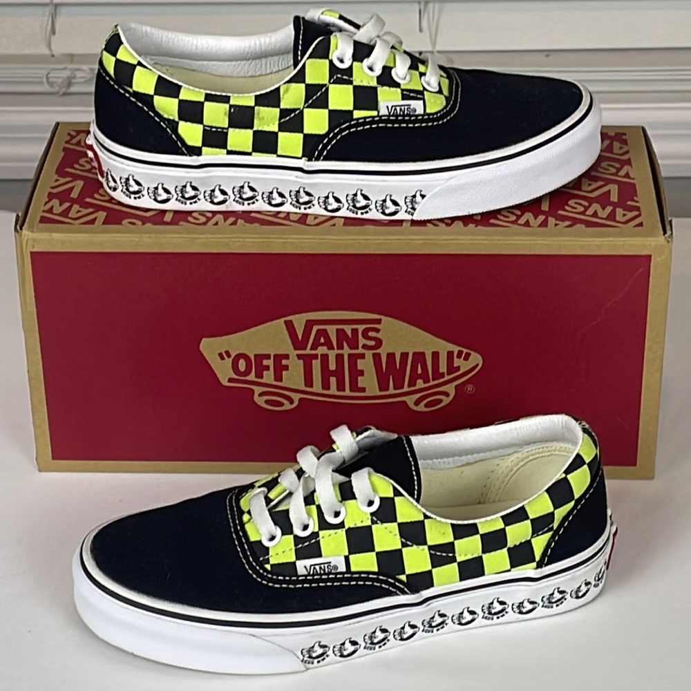 Like New Vans Women’s Era Bmx Blk/Sharp Green Checkerboard Size 6.5